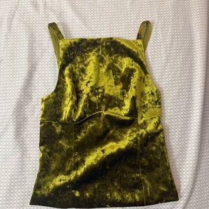 Zara Green Velvet Square-Neck Tank Top - S